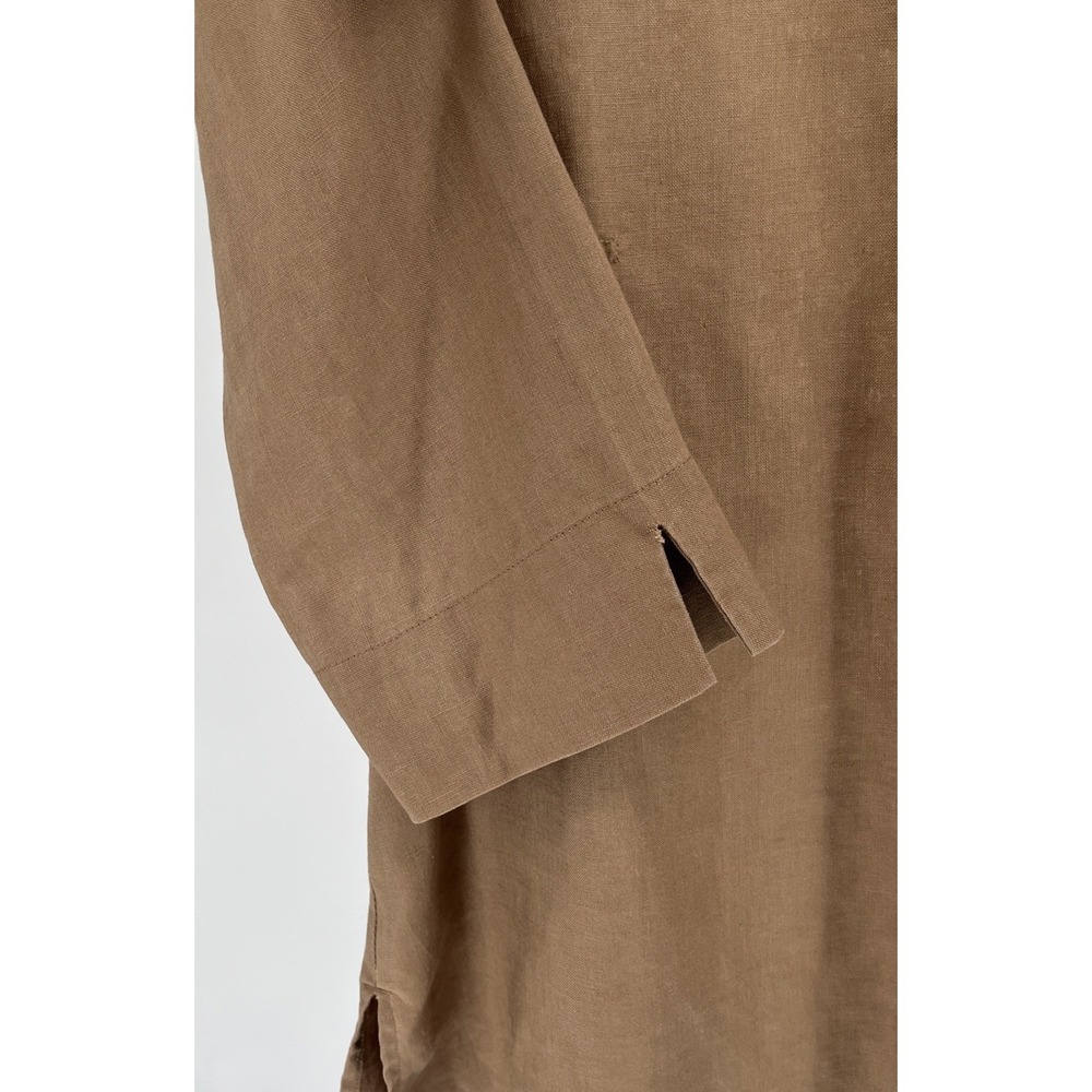 Westbound Linen Top Mandarin Collar Pleated Waist Minimalist Quiet Luxury Sz 14 - Picture 4 of 8
